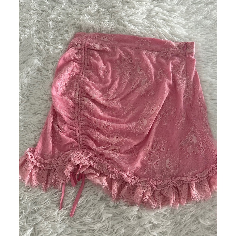 Dolls kill Sugar Thrillz pink lace mini skirt sz M‎ Medium